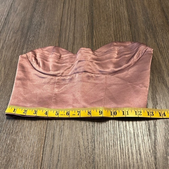 Zara Satin Bandeau Strapless Corset Top Metalic brown champagne color - Picture 7 of 8